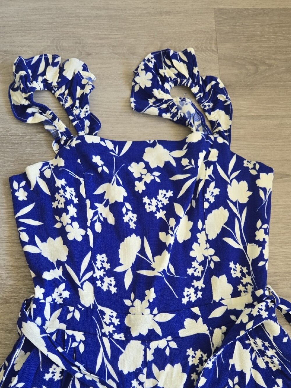 Sugarlips Royal Blue & White Floral Jumpsuit - Picture 3 of 6